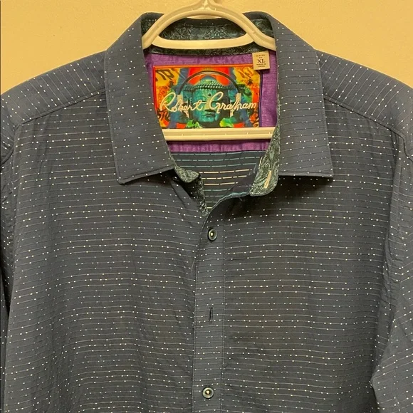 Robert Graham Blue Button Down Shirt Size XL - Picture 2 of 11
